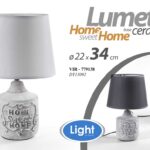LAMPADA LUMETTO ABAT JOUR DA TAVOLO COMODINO BASE CERAMICA HOME SWEET 34*22 cm