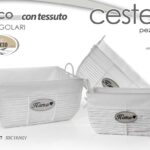 SET 3 CESTE VIMINI CONTENITORI PORTA VESTITI OGGETTI RIVESTITI BIANCHE 42/37/31