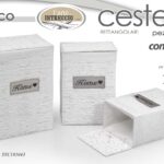 SET 3 CESTE VIMINI Portabiancheria BAGNO SALOTTO BIANCO CONTENITORE 54/49/44CM