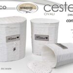 SET CESTE CESTA VIMINI Portabiancheria BAGNO SALOTTO MULTIUSO BIANCHE 54/49/44