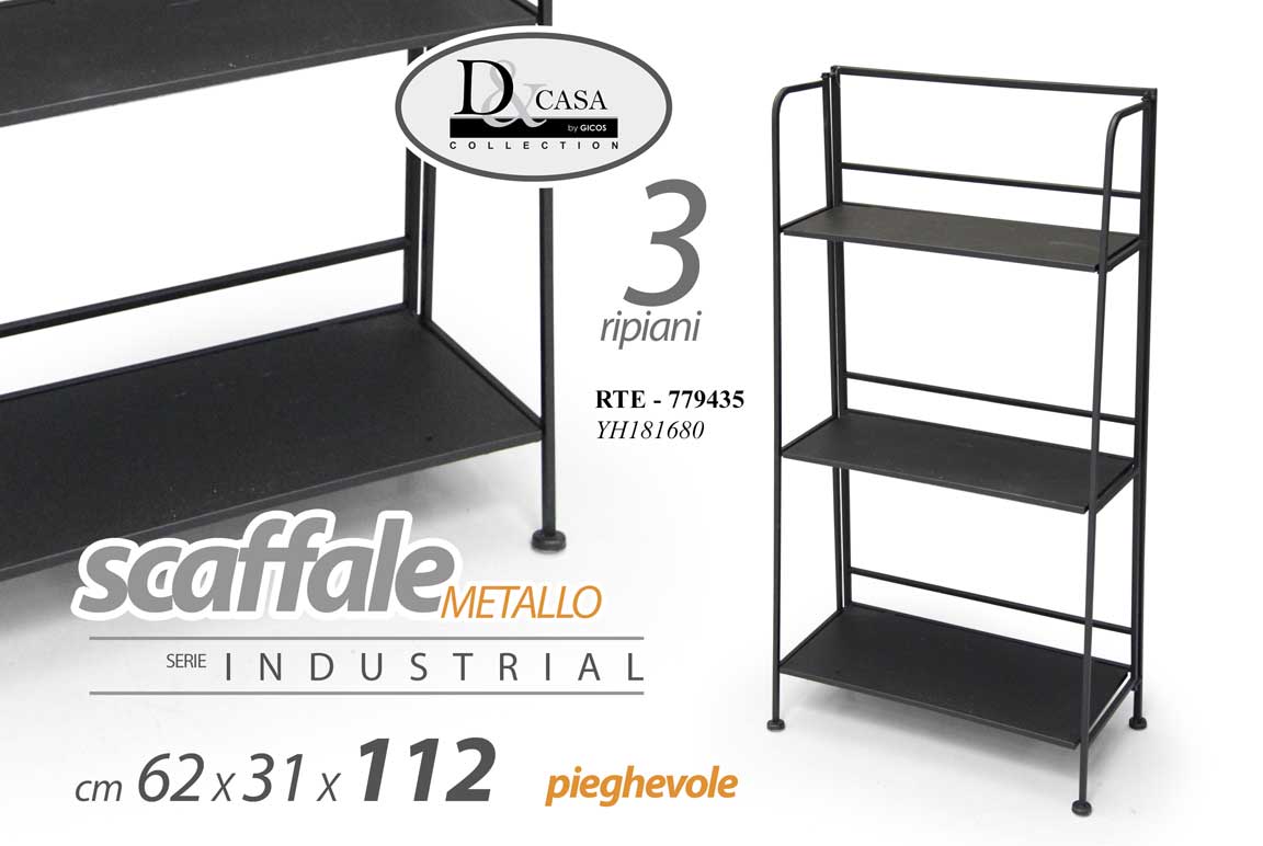 8025569779435 SCAFFALE LIBRERIA ENTRATINA 4 RIPIANI INGRESSO METALLO INDUSTRIALE 112*62*31 CM - immagine 1