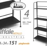SCAFFALE LIBRERIA ENTRATINA 4 RIPIANI INGRESSO METALLO INDUSTRIALE 151*64*34 cm