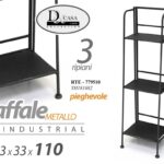 SCAFFALE LIBRERIA METALLO NERO 4 RIPIANI SALOTTO CUCINA BAGNO INGRESSO 110*33