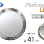 PLAFONIERA 41 cm APPLIQUE TONDO MODERNO LED LAMPADARIO PARETE VETRO BIANCO SATIN