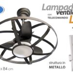 LAMPADARIO VENTILATORE METALLO LED MODERNO COLOR RUSTICO TELECOMANDO 86*84 CM