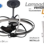 LAMPADARIO VENTILATORE METALLO LUCE LED MODERNO INDUSTRIALE TELECOMANDO 86*84 CM