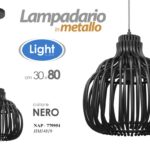 LAMPADARIO METALLO NERO 1 LUCE GABBIA MODERNO Lampada a Sospensione NERO 80*30cm