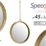 SPECCHIO PENDENTE APPESO PARETE CATENA TONDO CORNICE ORO CLASSICO MODERNO 67*D45