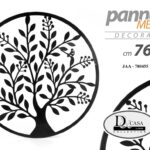 PANNELLO ARREDO TONDO IN METALLO NERO PARETE QUADRO ALBERO DELLA VITA 76*1 CM