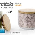 BARATTOLO CERAMICA TAPPO LEGNO ERMETICO Contenitore CUCINA ASSORTITO 9*10CM
