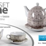 SET TEIERA TISANIERA CON TAZZA PIATTO SERVIZIO TISANE PORCELLANA CERAMICA C 16cm