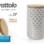 BARATTOLO CERAMICA TAPPO LEGNO ERMETICO Contenitore CUCINA COLOR CHIC 17*10 cm