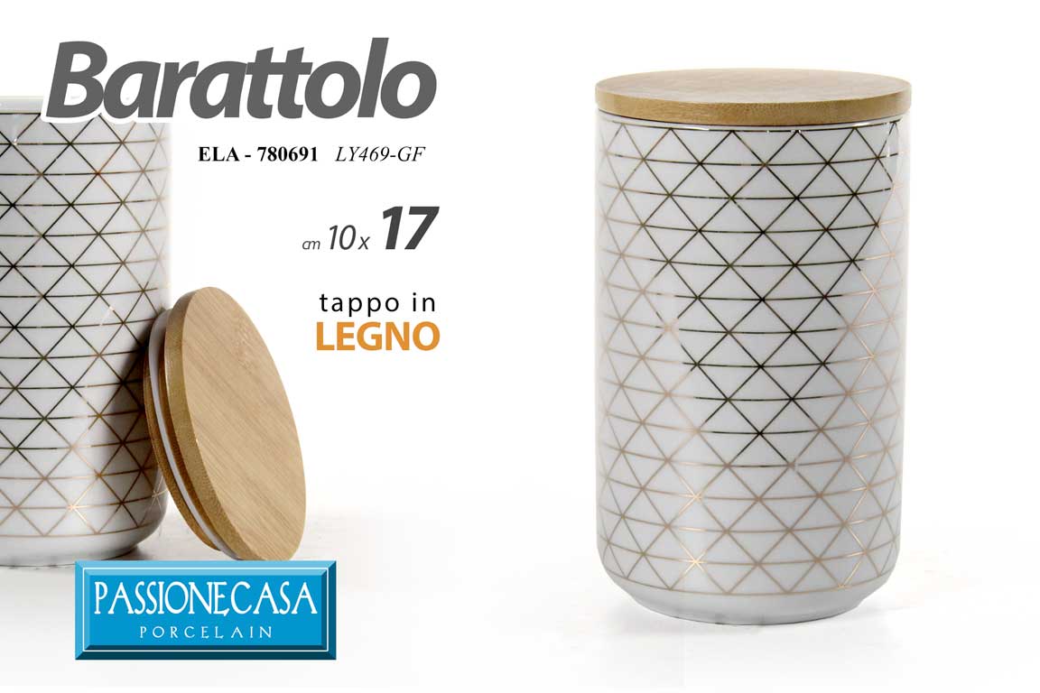 8025569780684 BARATTOLO CERAMICA TAPPO LEGNO ERMETICO Contenitore CUCINA COLOR CHIC 17*10 cm - immagine 1