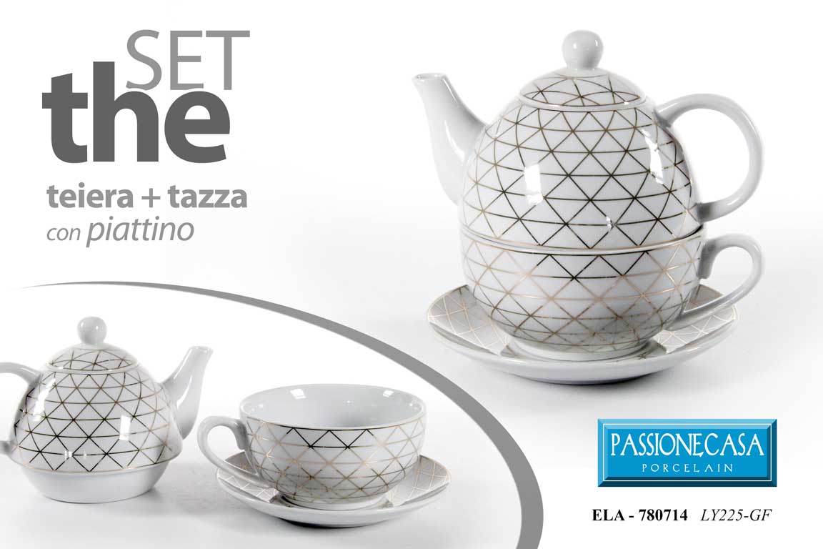 8025569780714 SET TEIERA TISANIERA CON TAZZA PIATTO SERVIZIO TISANE PORCELLANA CERAMICA B 16cm - immagine 1