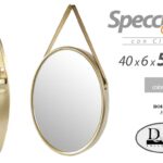 SPECCHIO DA PARETE PENDENTE CORNICE ORO CINGHIA APPESO CLASSICO MODERNO 55*6