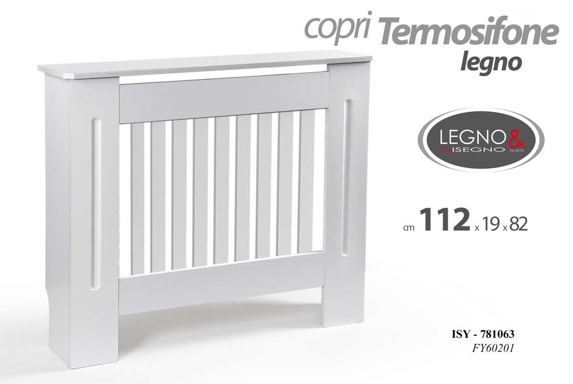8025569781063 COPRI TERMOSIFONE RADIATORE Calorifero LEGNO BIANCO MODERNO 112*19*81,5 - immagine 1