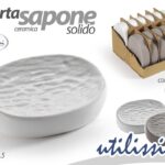 Porta sapone solido moderno texture materica ceramica bagno cucina ass 11x8 cm