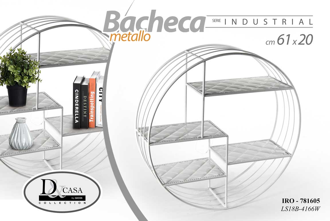 8025569781605 SCAFFALE BACHECA DA PARETE METALLO PORTAOGGETTI 4 MENSOLE RIPIANI BIANC 61*20*61 - immagine 1