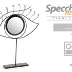 SPECCHIO DA TAVOLO NERO OCCHIO BAGNO BEAUTY TRUCCO METALLO CLASSICO MODERNO 51cm