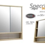 Specchiera Specchio Pensile 2 ANTE da Parete Bagno Ingresso ROVERE 50*15*h65 cm