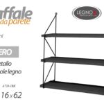SCAFFALE DA PARETE 3 MENSOLE LEGNO PENSILE MODERNO LIBRERIA METALLO 60*16*62cm