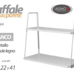 SCAFFALE DA PARETE 2 MENSOLE LEGNO PENSILE MODERNO LIBRERIA METALLO 50*22*h41 cm