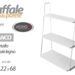 SCAFFALE PORTAOGGETTI DA PARETE 3 RIPIANI 50*22*68CM METALLO LEGNO COLORE BIANCO