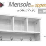 SCAFFALE APPENDINO DA PARETE MENSOLE PORTAOGGETTI ABITI LEGNO BIANCO 56*17*28 CM