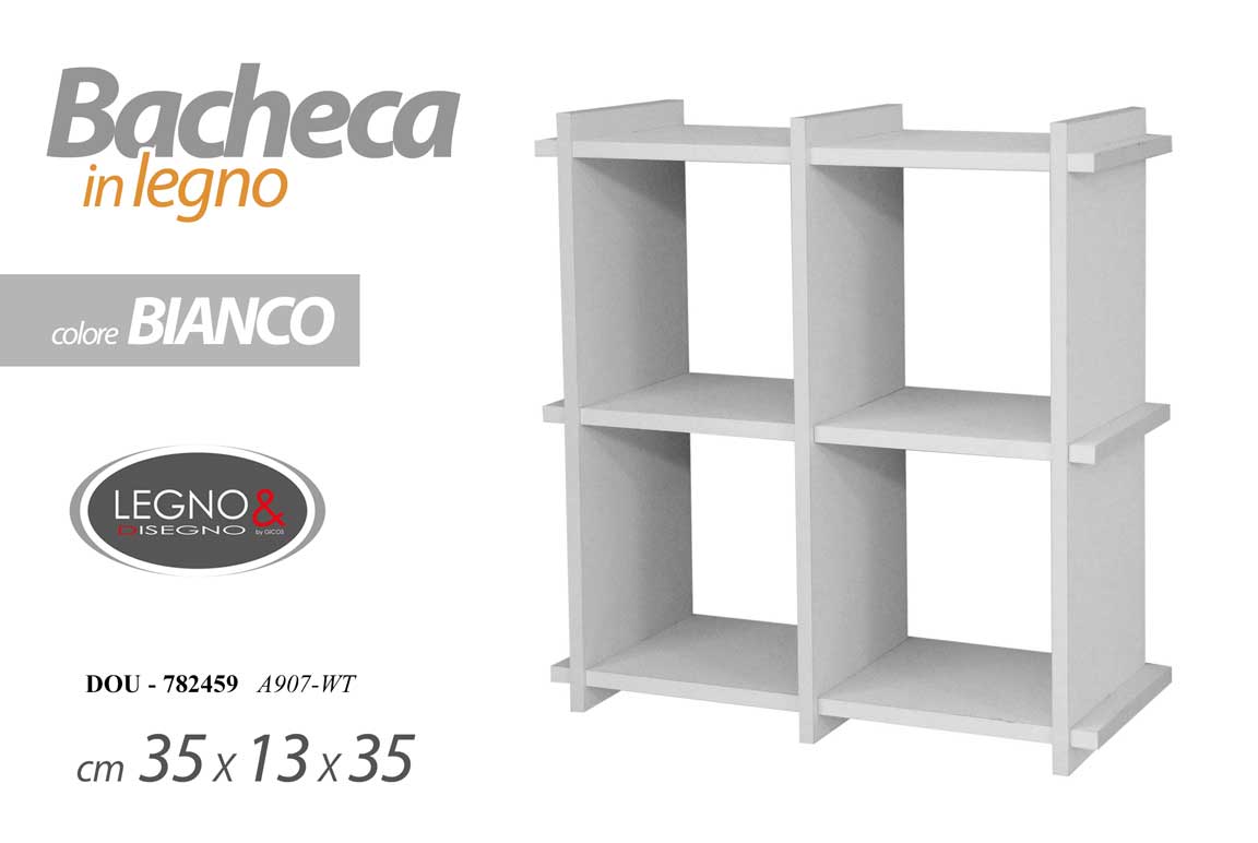 8025569782459 MENSOLA PARETE MODERNA BACHECA SCAFFALE CUBO LEGNO CLASSICO BIANCO 35*13*35 CM - immagine 1