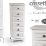 CASSETTIERA 6 CASSETTI 111*40*30cm SETTIMINO LEGNO BIANCO SHABBY CHIC PERLA