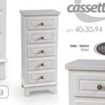 CASSETTIERA 5 CASSETTI SETTIMINO LEGNO BIANCO SHABBY CHIC PERLA H96*L40*P30 cm