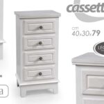 CASSETTIERA 4 CASSETTI h82*40*30cm LEGNO PERLA BIANCO SHABBY CHIC COMODINO