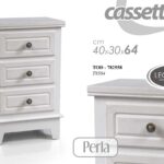 CASSETTIERA 3 CASSETTI h64*40*30cm COMODINO SHABBY CHIC DECAPE BIANCO PERLA
