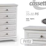 CASSETTIERA SETTIMINO SALVASPAZIO 5 CASSETTI LEGNO SHABBY CHIC PERLA h95*55*32cm