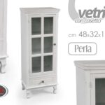 MOBILE VETRINA VETRINETTA ANTA CASSETTO LEGNO SHABBY CHIC BIANCA