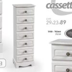 CASSETTIERA SLIM SALVASPAZIO 7 CASSETTI LEGNO BIANCO SHABBY CHIC 89*29*23 CM