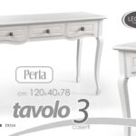 TAVOLO Consolle 3 CASSETTI SCRIVANIA SCRITTOIO BIANCO PERLA SHABBY 120*h78*40 cm