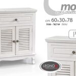 MOBILE COMODINO ARMADIO ANTE CASSETTO SHABBY CUCINA SALOTTO BAGNO LEGNO 80*60*30