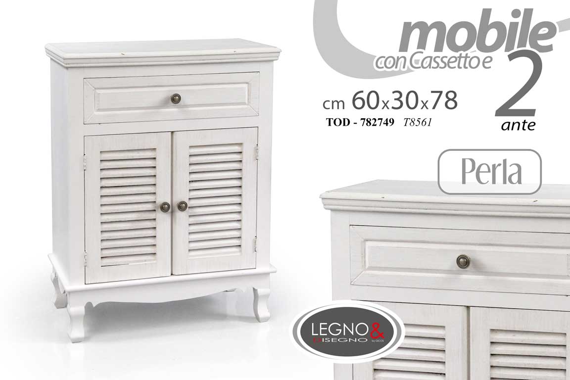 8025569782749 MOBILE COMODINO ARMADIO ANTE CASSETTO SHABBY CUCINA SALOTTO BAGNO LEGNO 80*60*30 - immagine 1