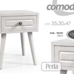 COMODINO PIEDI LEGNO  1 CASSETTO BIANCO PERLA CAMERA LETTO MODERNO h47*35*30