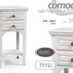 COMODINO BIANCO AVORIO PANNA CASSETTI RIPIANO SHABBY CHIC PROVENZALE 69*37*27cm