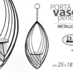 PORTA VASO PENDENTE 62*25 cm APPESO Cestini Fioriere PIANTE FIORI METALLO BIANCO