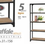 SCAFFALE METALLO LIBRERIA 5 RIPIANI LEGNO SALOTTO INGRESSO MODERNO 156*81*31 cm