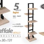 SCAFFALE PORTAOGGETTI LIBRERIA 5 RIPIANI LEGNO 30*30*131CM METALLO COLORE NERO