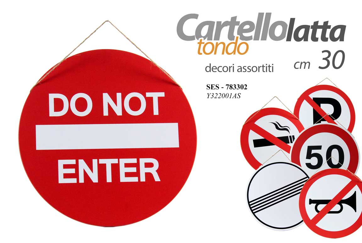 8025569783302 CARTELLO LATTA SEGNALE STRADALE IRONICO CAMERETTA FESTA ASSORTITO CASUALE 30 CM - immagine 1