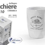 BICCHIERE Porta spazzolino APPOGGIO TAVOLA CERAMICA BAGNO Accessori 10*6 cm