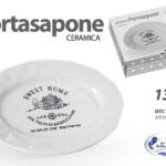 PORTA SAPONETTA SAPONE SOLIDO PIATTO Piattino APPOGGIO CERAMICA BIANCO SWEETHOME