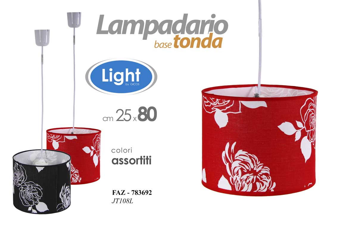 8025569783692 LAMPADARIO ROSE TONDO SALOTTO CUCINA Lampada a Sospensione NERO ROSSO ASS 80*25 - immagine 1