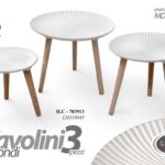 SET TRIS TAVOLINI TAVOLO PIEDI LEGNO SALOTTO GIARDINO MODERNO CLASSICO Ø45/40/30