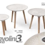 SET 3 TAVOLINI TAVOLO CAFFè PIEDI LEGNO SALOTTO GIARDINO DECO CLASSICO Ø45-40-30
